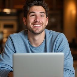 Freelancer mit repariertem Laptop
